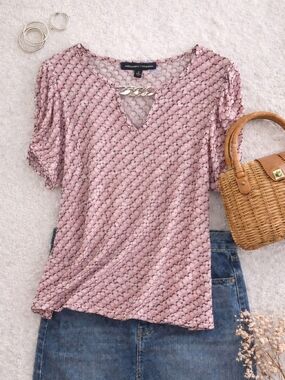 Adrienne Vittadini Pink Patterned Blouse XL